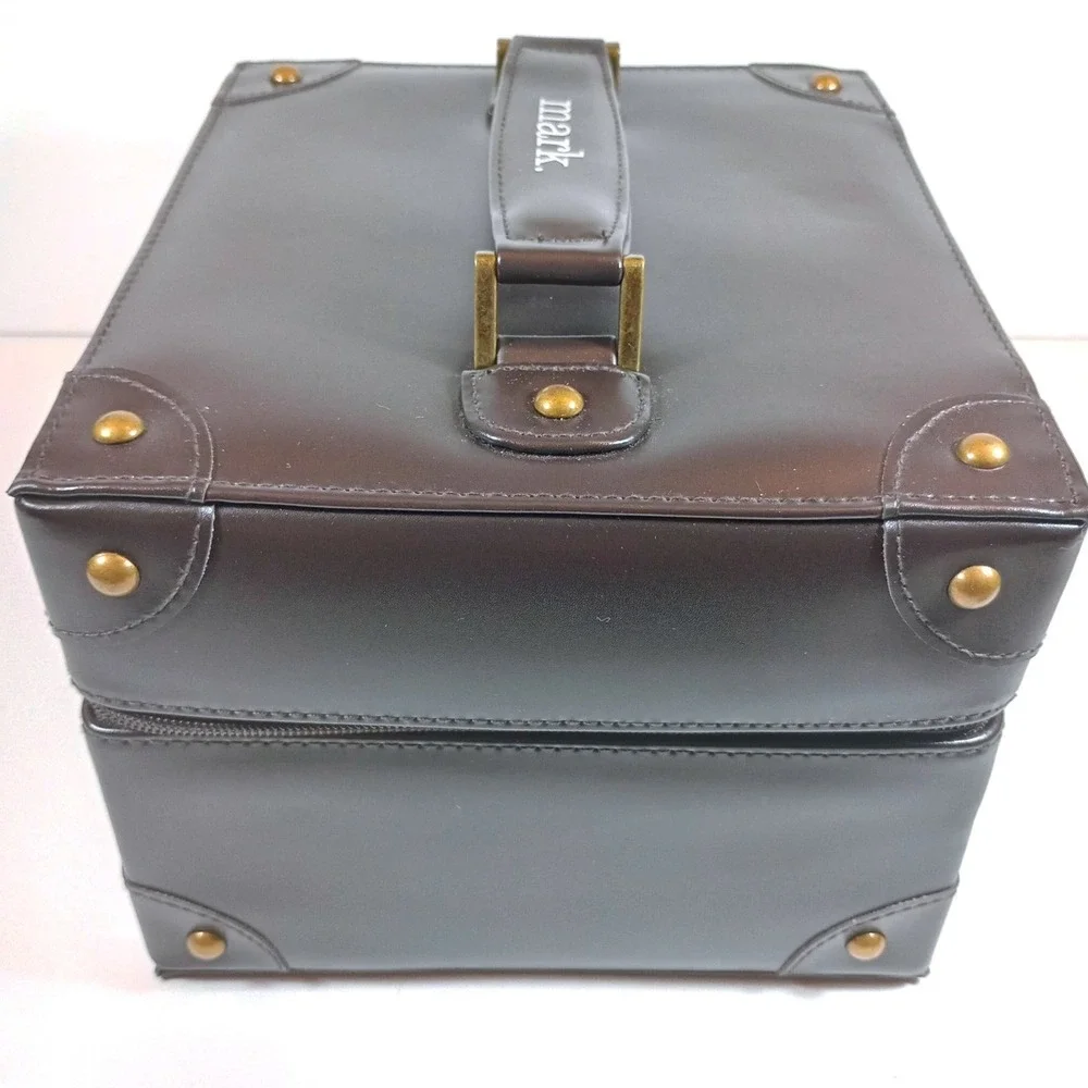 Vintage mark. by Avon Brown Trunk Cosmetic Case with Mirror & Pouch